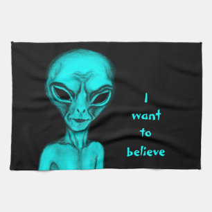 Paño De Cocina Alien, quiero creer