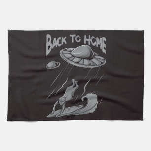 Paño De Cocina alienígena ufo navegando en ilustracion con vuelta