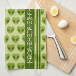 Paño De Cocina Alienígena verde lindo con forma de corazón tu nom