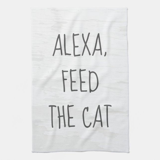 Paño De Cocina Alimentar al gato Comando de Alexa Humor  (Vertical)
