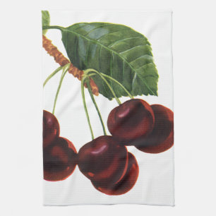 Paño De Cocina Alimentos de Frutas Vintage, Cerezas Maduras de un