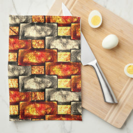 Paño De Cocina Alinear las piezas rectangulares rojizas y beige t