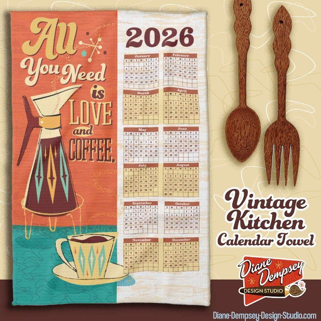 Paño De Cocina All You Need Is Love + Coffee Calendar Towel 2026 (Subido por el creador)