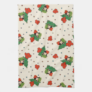 Paño De Cocina Aloha Honeys Navidades Hawaiian Hula Chica Cream