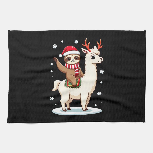 Paño De Cocina Alpaca Sloth Christmas (3) (Horizontal)