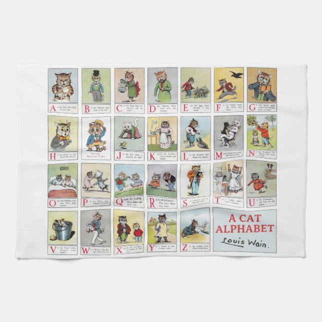 Paño De Cocina Alphabet Cat, Louis Wain (Horizontal)