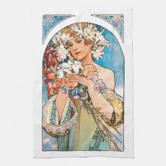 Paño De Cocina Alphonse Mucha - Flor - Arte Retro Art Nouveau