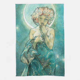 Paño De Cocina Alphonse Mucha Moonlight Clair De Lune Art Nouveau