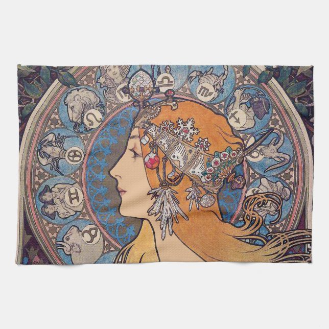 Paño De Cocina Alphonse Mucha , “ Zodiac ” (Horizontal)