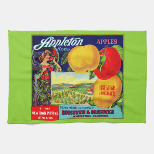 Paño De Cocina alrededor de 1900 Appleton Apples crate label prin