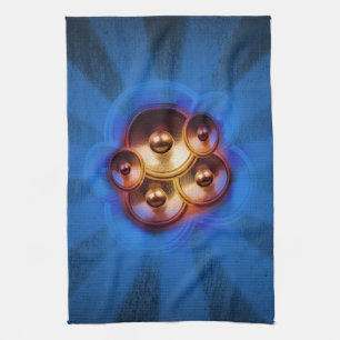 Paño De Cocina Altavoces musicales y explosión de sol azul