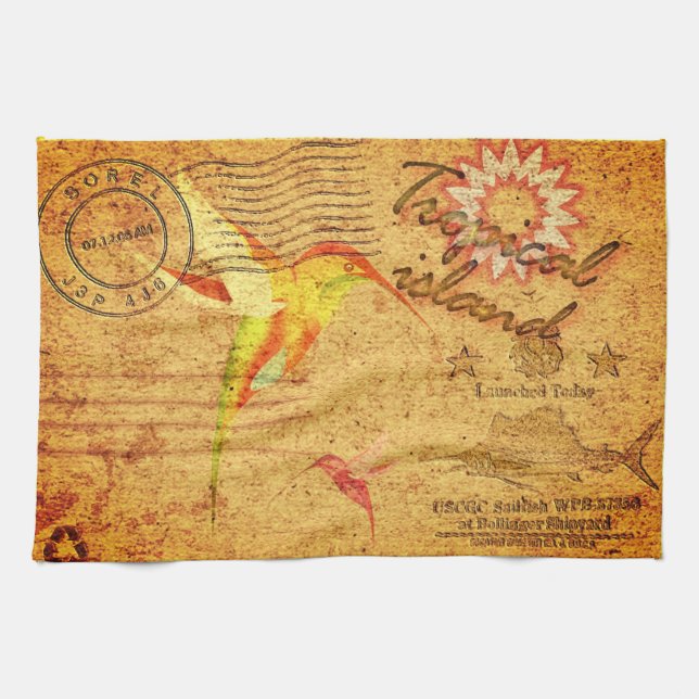 Paño De Cocina Alumnos de la isla tropical (Horizontal)