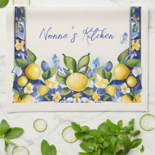Paño De Cocina Amalfi Lemons Mediterráneo Blue & Yellow Lemon