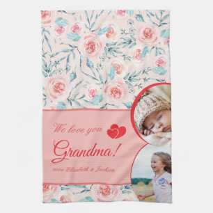 Paño De Cocina Amamos a la abuela El día de San Valentín floral r
