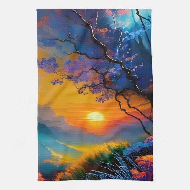 Paño De Cocina Amanecer sobre el estanque (Vertical)