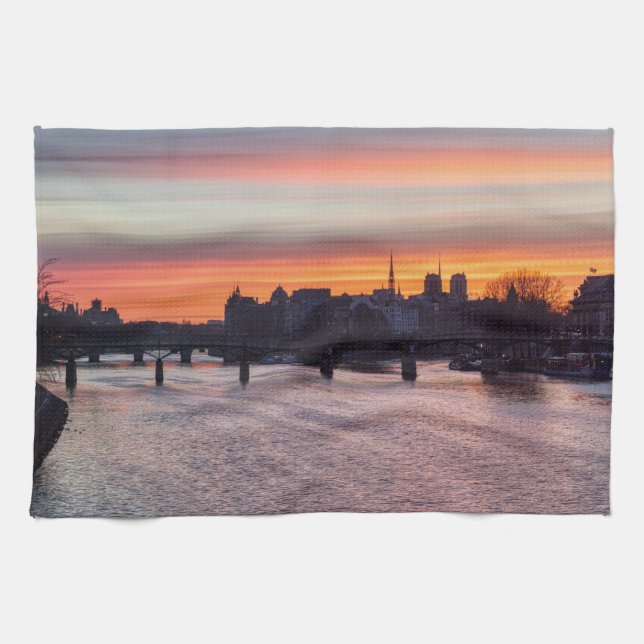 Paño De Cocina Amanecer sobre Ile de la Cite y Notre Dame - París (Horizontal)