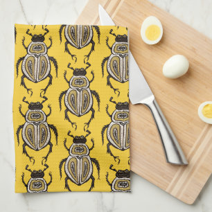 Paño De Cocina Amante de Insectos Amarillo Arte Decorativo de Esc