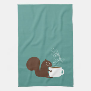 Paño De Cocina Amante del café de ardilla Amante divertido de l