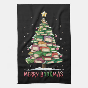 Paño De Cocina Amante del libro de Navidad Árbol Bibliotecario Fe