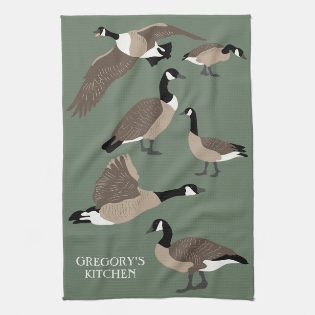 Paño De Cocina Amantes de las aves Canadá Ilustracion Geese perso (Vertical)