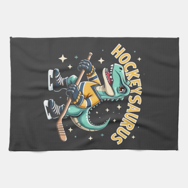 Paño De Cocina Amantes de los dinosaurios del Hockeysaurus Hockey (Horizontal)