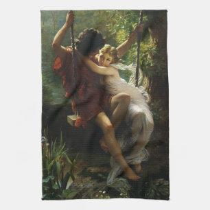 Paño De Cocina Amantes en un columpio. Primavera de Pierre August