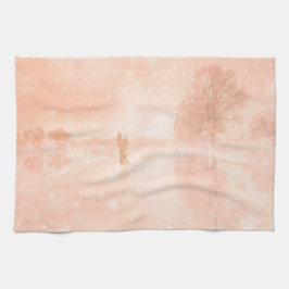 Paño De Cocina Amantes en un estanque congelado