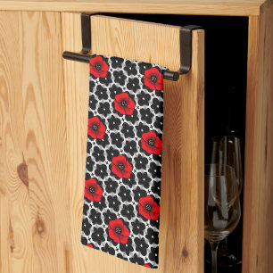 Paño De Cocina Amapola Roja sobre Flores de Goth