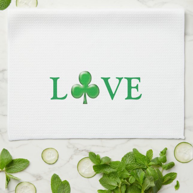 Paño De Cocina Amar el Clover Blanco Verde Shamrock lindo moderno (Doblado)