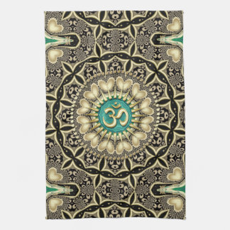Paño De Cocina Amar el oro tribal negro OM Mandala Decoración en