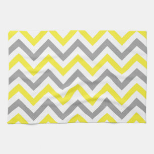 Paño De Cocina Amarillo, Gris Dk Whm Gran Patrón ZigZag Chevron