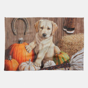 Paño De Cocina Amarillo Labrador Recuperador Calabaza de Perro Pu