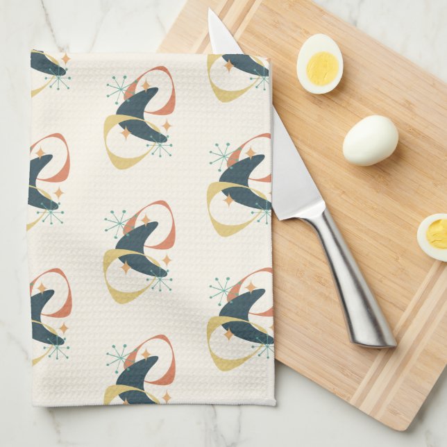 Paño De Cocina Amarillo Naranja de carbón atómico de mediados de  (Doblado Cuarto)