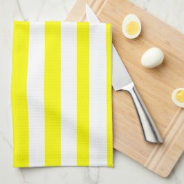 Paño De Cocina Amarillo Soleado y Estampado de Rayas Blancas
