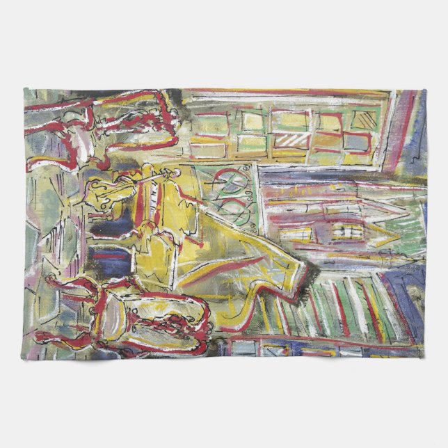 Paño De Cocina Amarillo, violoncelo (Horizontal)