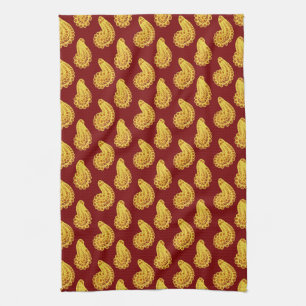 Paño De Cocina Amarillo y rojo de ladrillo Paisley
