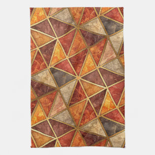 Paño De Cocina Ámbar Fundido y Geométrico Carmesí - Mosaico de Má