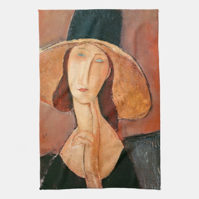 Paño De Cocina Amedeo Modigliani - Jeanne Hebuterne en gran Gorra (Vertical)