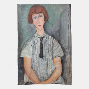 Paño De Cocina Amedeo Modigliani - joven Chica en una casa a raya