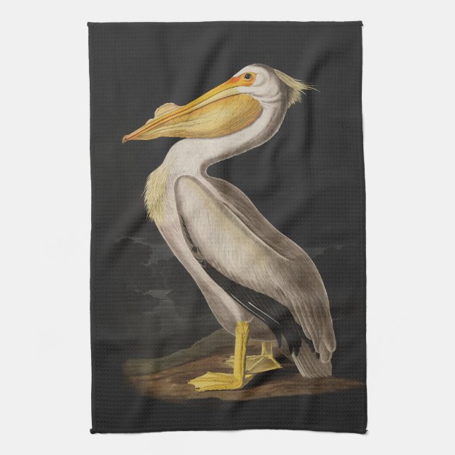 Paño De Cocina América del pájaro pelícano blanco audubon (Vertical)