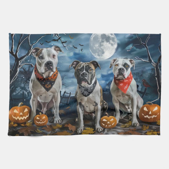 Paño De Cocina American Staffordshire Halloween Spooky (Horizontal)