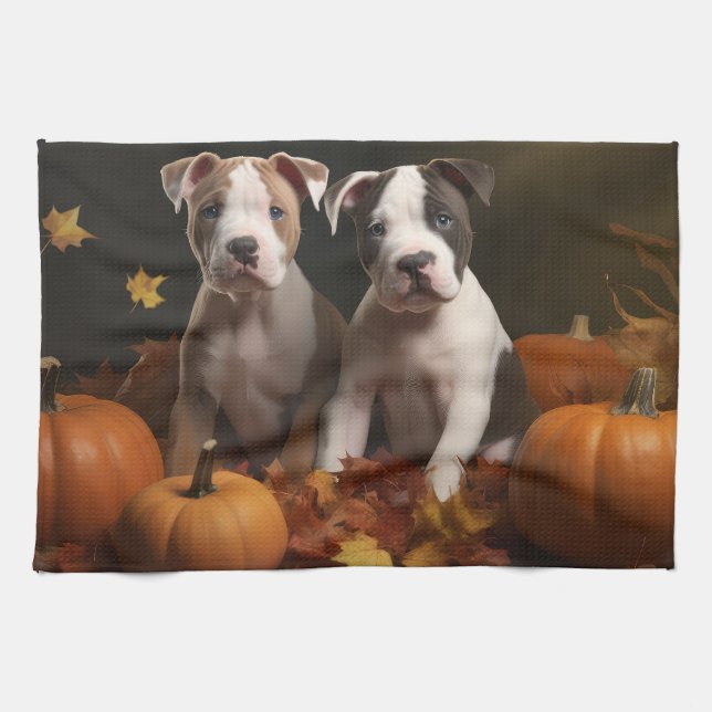 Paño De Cocina American Staffordshire Puppy Autumn Delight (Horizontal)