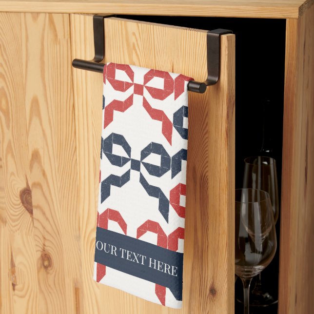 Paño De Cocina Americana Folk Art Bow Quilt Pattern (Pliegue de tercios)