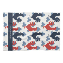 Americana Folk Art Roosters – Rustic Farm Pattern