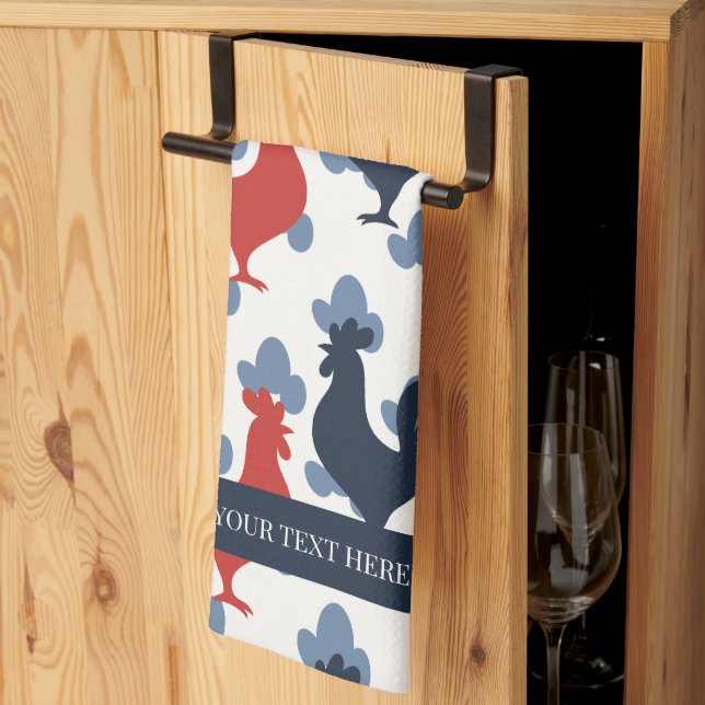 Paño De Cocina Americana Folk Art Roosters – Rustic Farm Pattern (Pliegue de tercios)