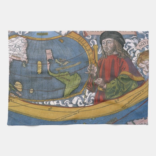 Paño De Cocina Amerigo Vespucci Explorador en un Mapa de las Amér (Horizontal)