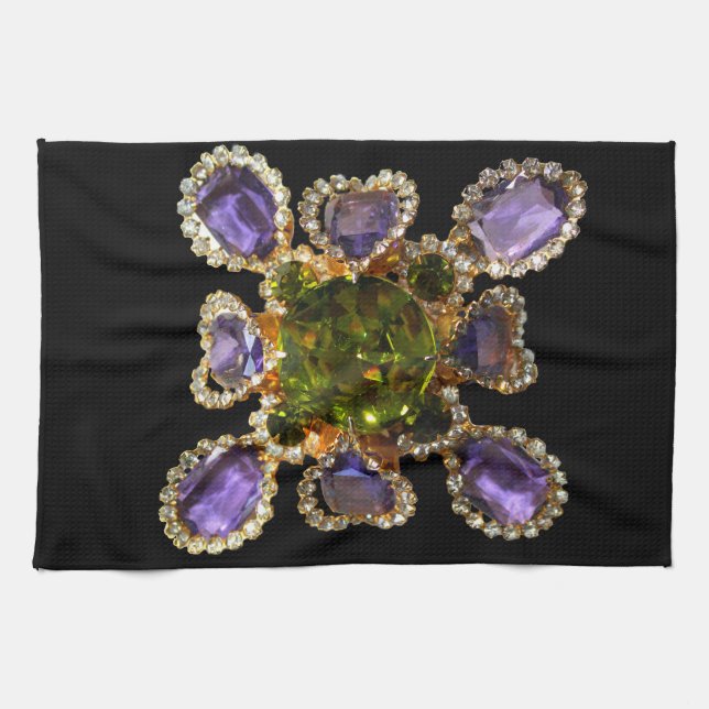 Paño De Cocina Ametría púrpura Diamantes Emerales joyas (Horizontal)