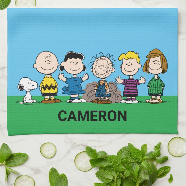 Paño De Cocina Amigos De Maní En Una Fila (Doblado)