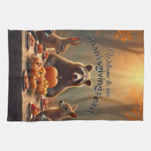 Paño De Cocina Amigos y familia del Fiesta del Día de Acción de G