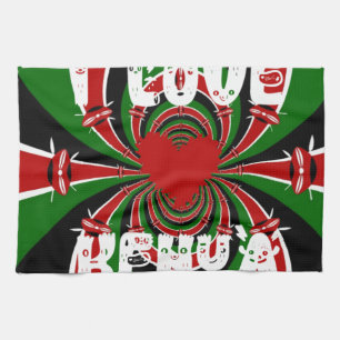 Paño De Cocina Amo a Kenia: Arte de Bandera Dinámica